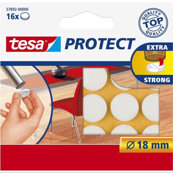 57892-00000-01 Tesa Beschermvilt rond 18mm 16 stuks wit