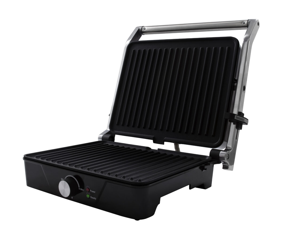 Tomado Contactgrill 2000W zwart/RVS zwevende bovenplaat