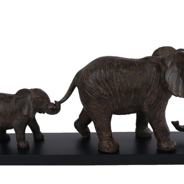 Sculptuur Elephant family bruin polystone 49x12x22cm