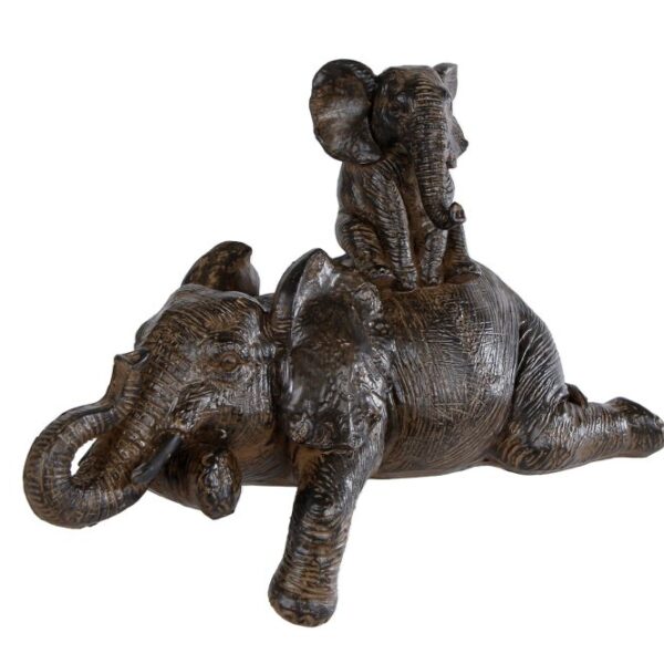 Sculptuur olifant Mom en Baby bruin polystone 22x11x14cm