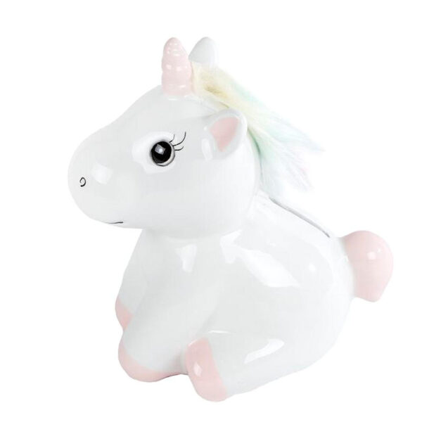 Unicorn spaarpot roze aardew 14,8x10,4x16,5cm