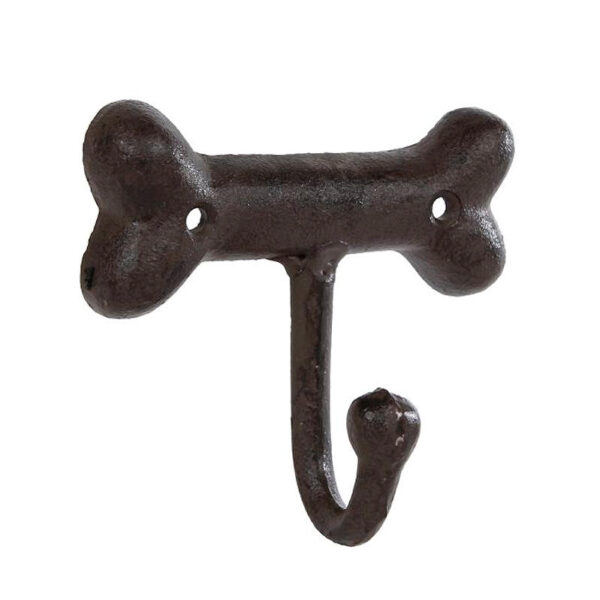 Wandhaak Dog Bone oud bruin metaal 10,5x10,5x5cm