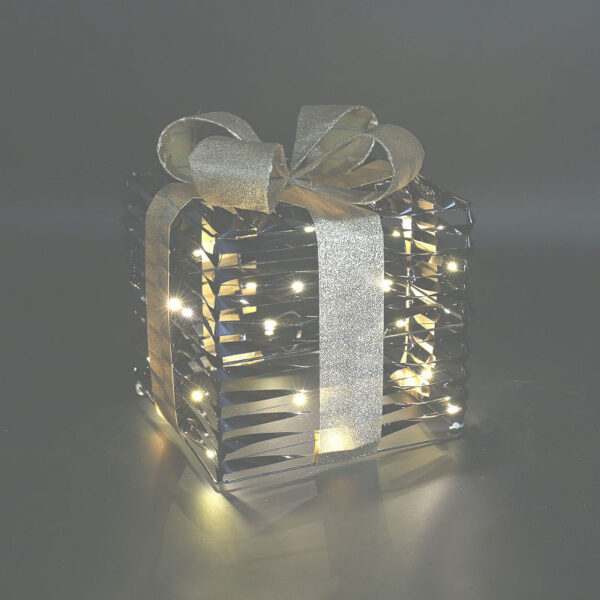 Countryfield Kerstkado LED Bling S glitter 15x15x17cm - goud