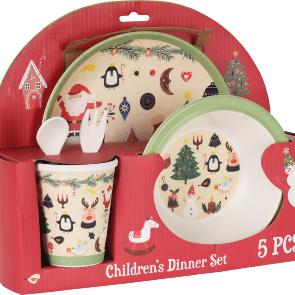 Kerst kinderservies Melamine 5-delig