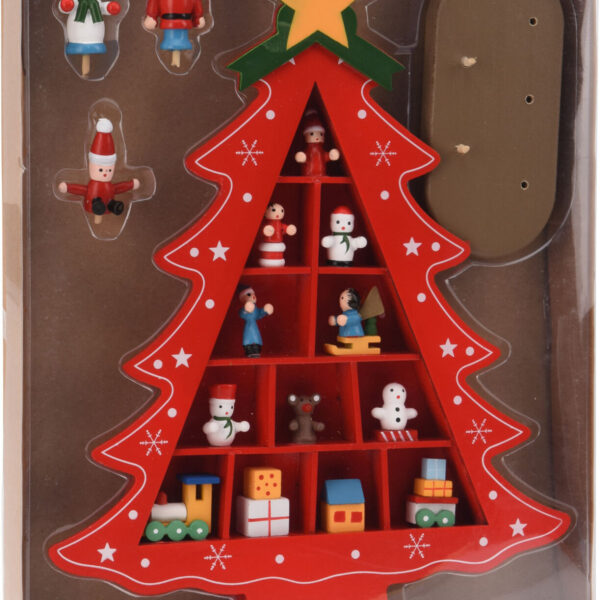 Houten Kerstboom met hangdecoratie 30cm