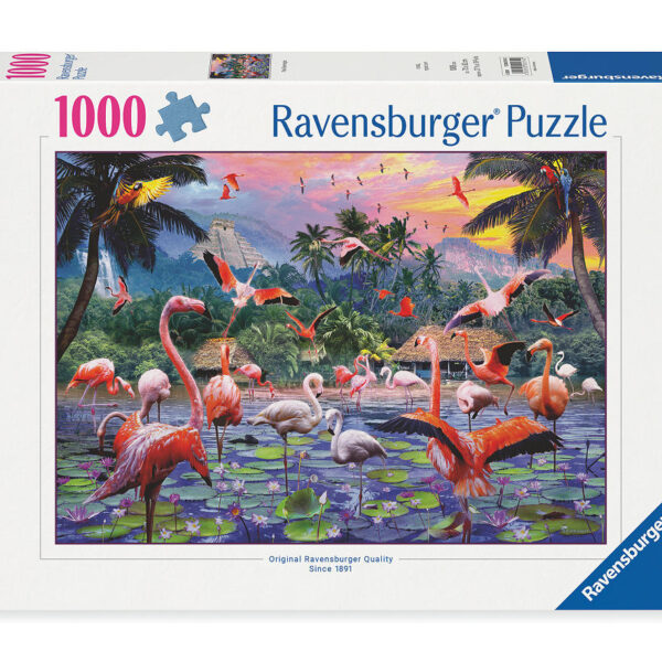 Puzzel 1000 stukjes Roze flamingo's