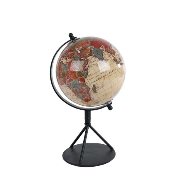 Wereldbol "World" S beige/zwart mango 12,5x15x27cm