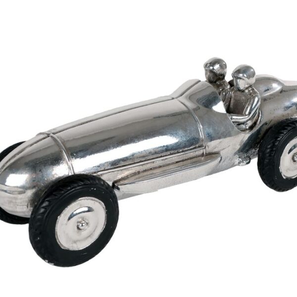 Sculptuur Race Car zilver polystone 25,8x9,4x9cm