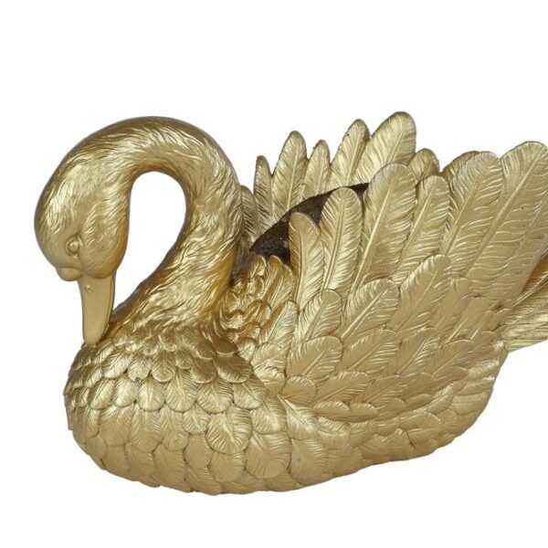 Sculptuur Swan goud polystone 28x13x16cm