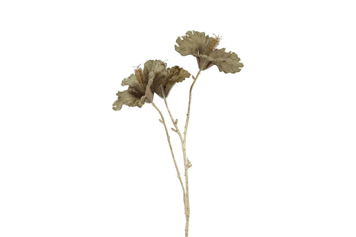 Countryfield Kunstbloem Hibiscus S kaki/goud 63cm