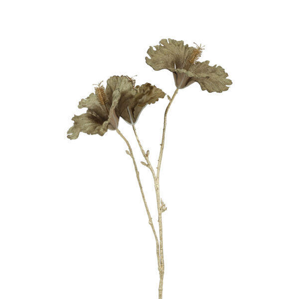 Countryfield Kunstbloem Hibiscus S kaki/goud 63cm