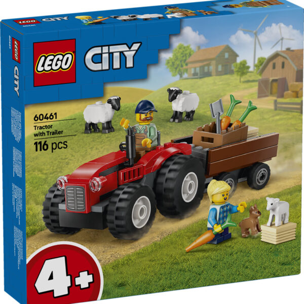 LEGO City Voertuigen Rode tractor met aanhanger en schapen