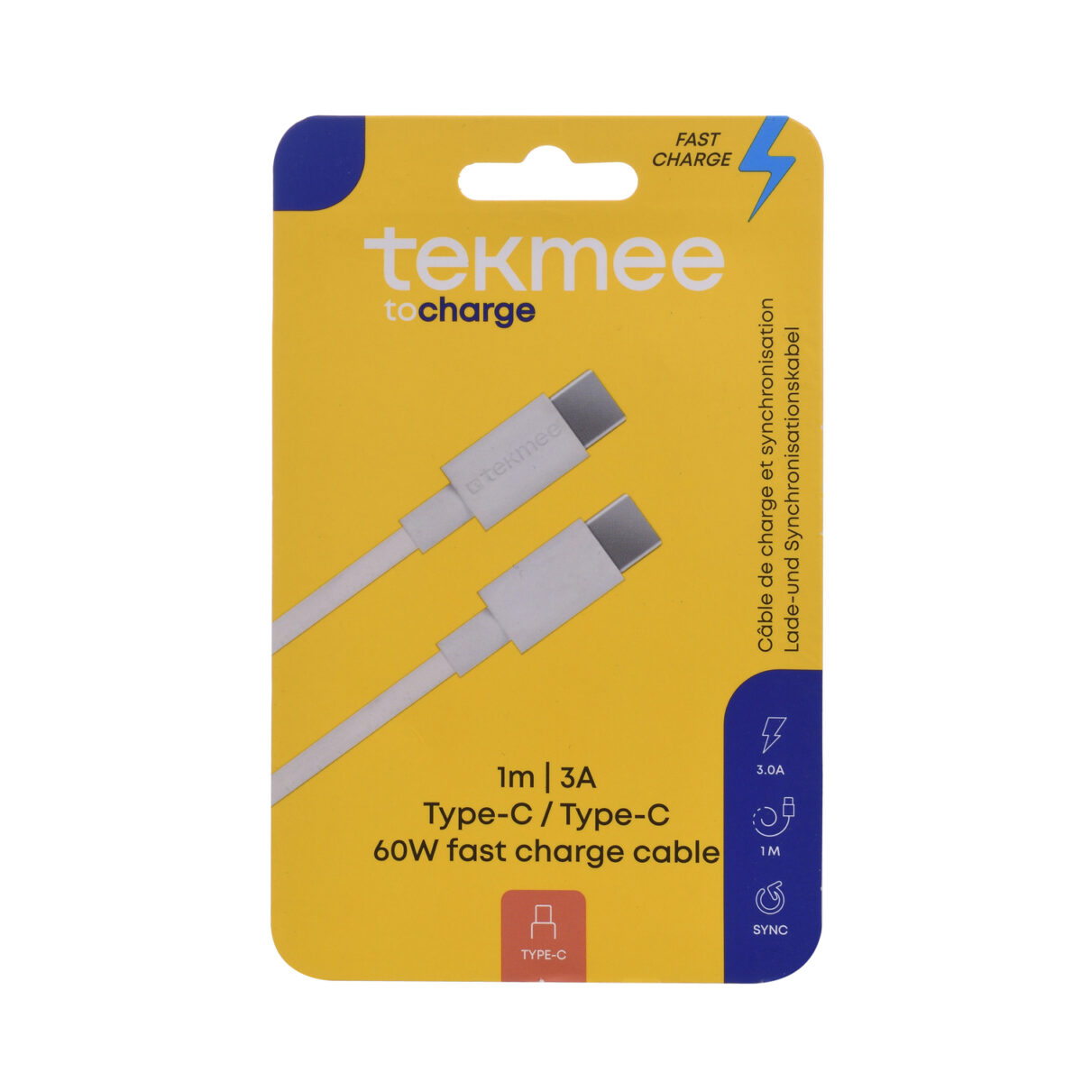 Tekmee oplaadkabel Fast Charge USB-C / USB-C 1M