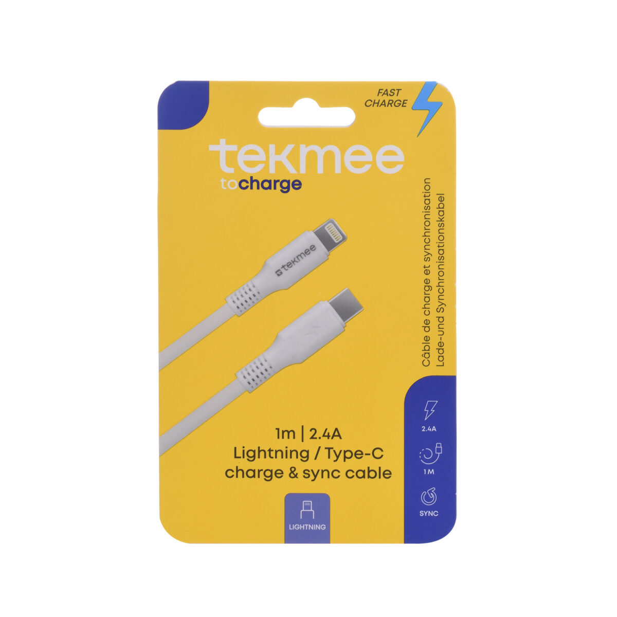 Tekmee oplaadkabel Fast Charge Lightning / USB-C 1M