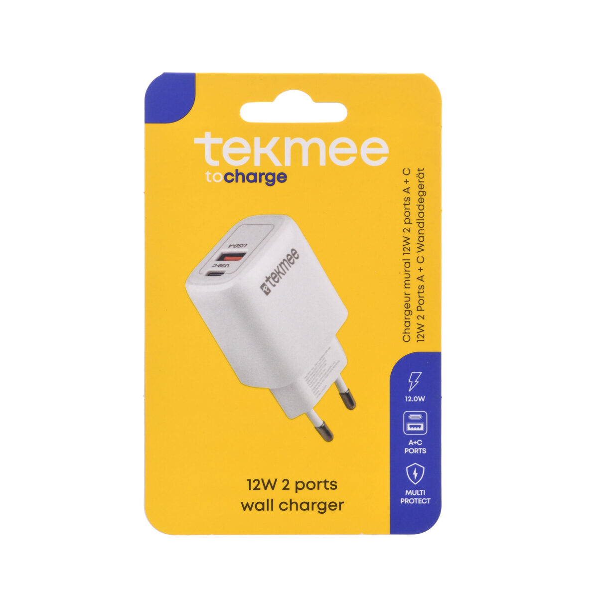 Tekmee thuislader 12W 2 ports USB / USB-C