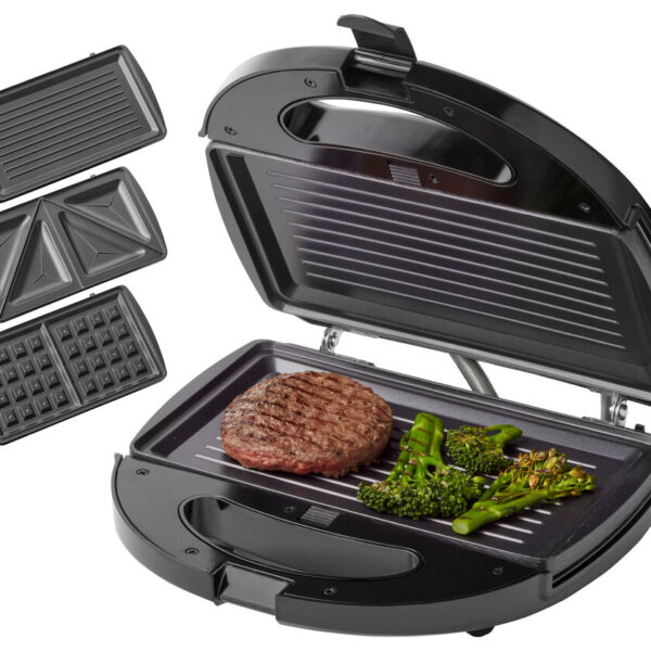 Tomado Multigrill 750W zwart 3 verwisselbare platen