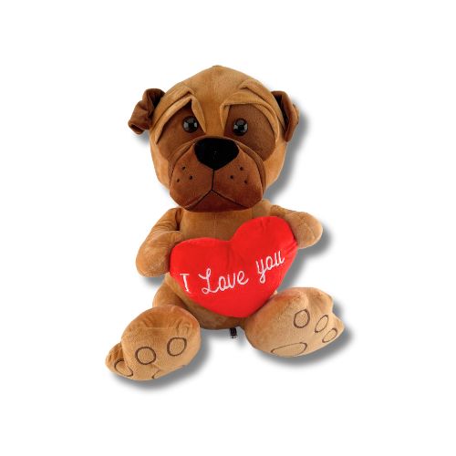 Pluche hond met hart I Love You 40cm